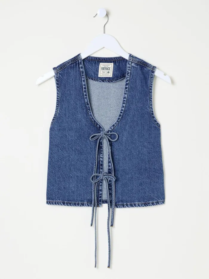 Fat Face Tops and TShirts Blue Alba Denim Waistcoat 8211 Women