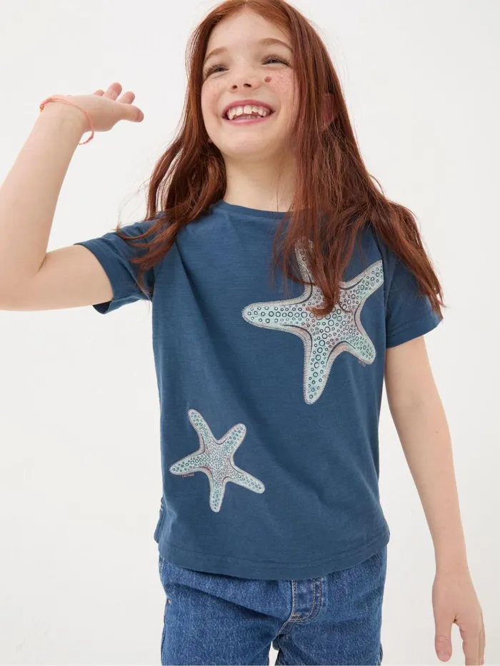 Fat Face Tops and TShirts Blue Star Fish Graphic TShirt 8211 Kids