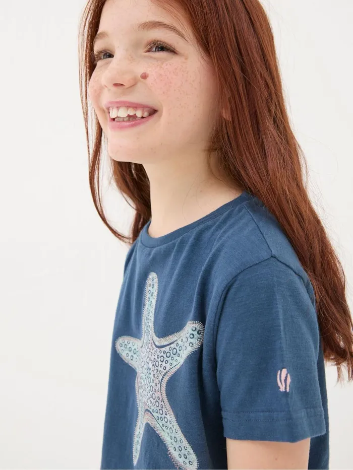Fat Face Tops and TShirts Blue Star Fish Graphic TShirt 8211 Kids