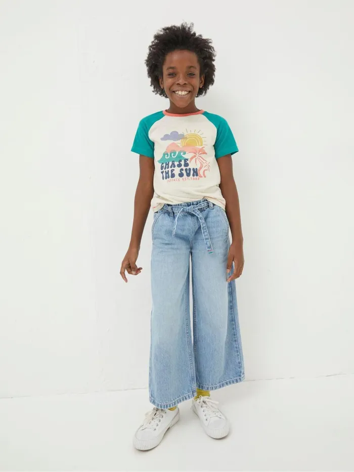Fat Face Tops and TShirts Natural Chase The Sun TShirt 8211 Kids