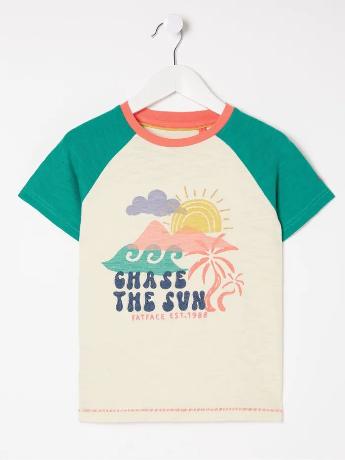 Fat Face Tops and TShirts Natural Chase The Sun TShirt 8211 Kids