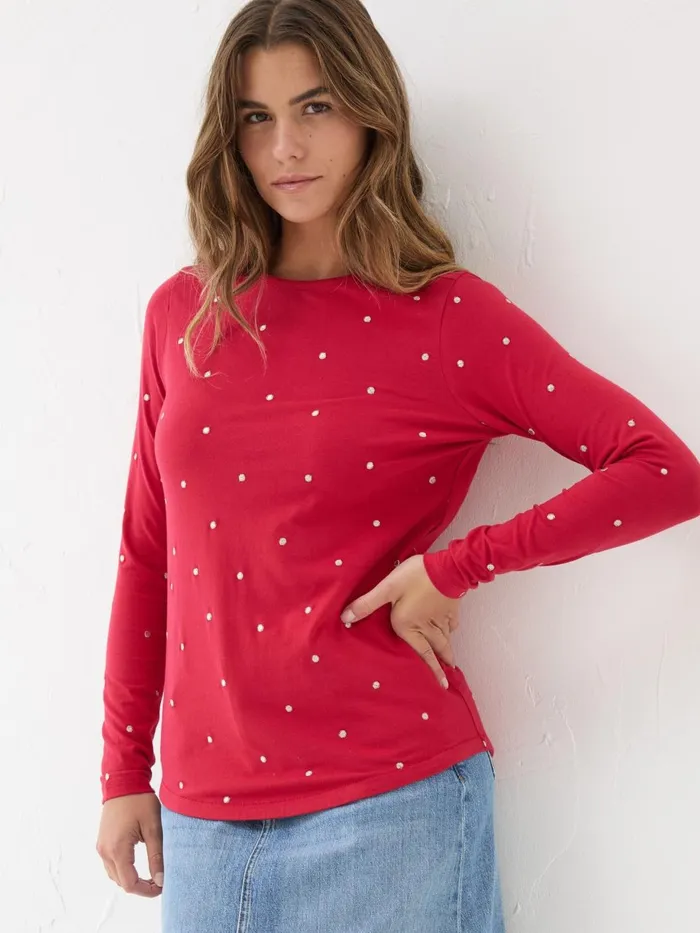 Fat Face Tops and TShirts Red Bree Spot Top 8211 Women