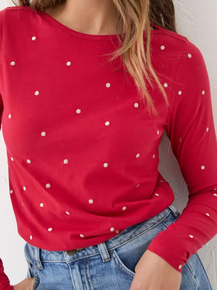 Fat Face Tops and TShirts Red Bree Spot Top 8211 Women
