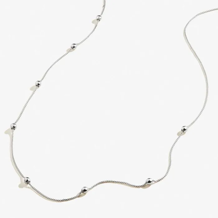 Fine Jewelry Women Alex And Ani Adjustable Length Bead Chain Necklace Sterling Silver