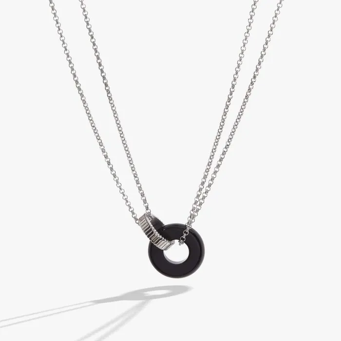 Fine Jewelry Women Alex And Ani Black Onyx Textured Necklace Stainless Steel Silver Fine Jewelry Women Alex And Ani Black Onyx Textured Necklace Stainless Steel Silver