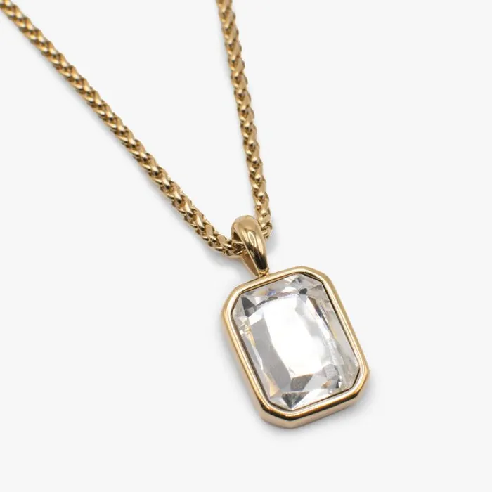 Fine Jewelry Women Alex And Ani Emerald Cut Crystal Necklace Stainless Steel Gold Fine Jewelry Women Alex And Ani Emerald Cut Crystal Necklace Stainless Steel Gold