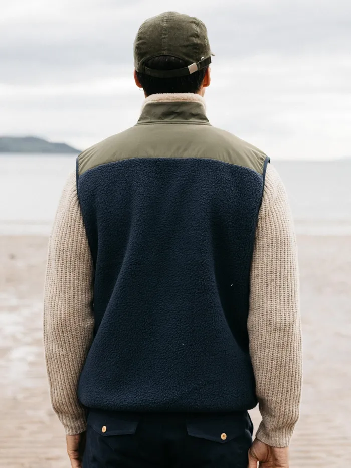 Finisterre Fleece Men Bolster Fleece Vest Oatmealnavy
