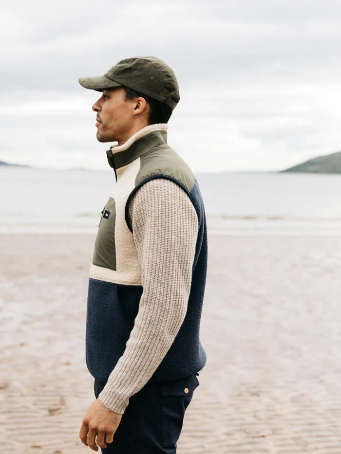 Finisterre Fleece Men Bolster Fleece Vest Oatmealnavy