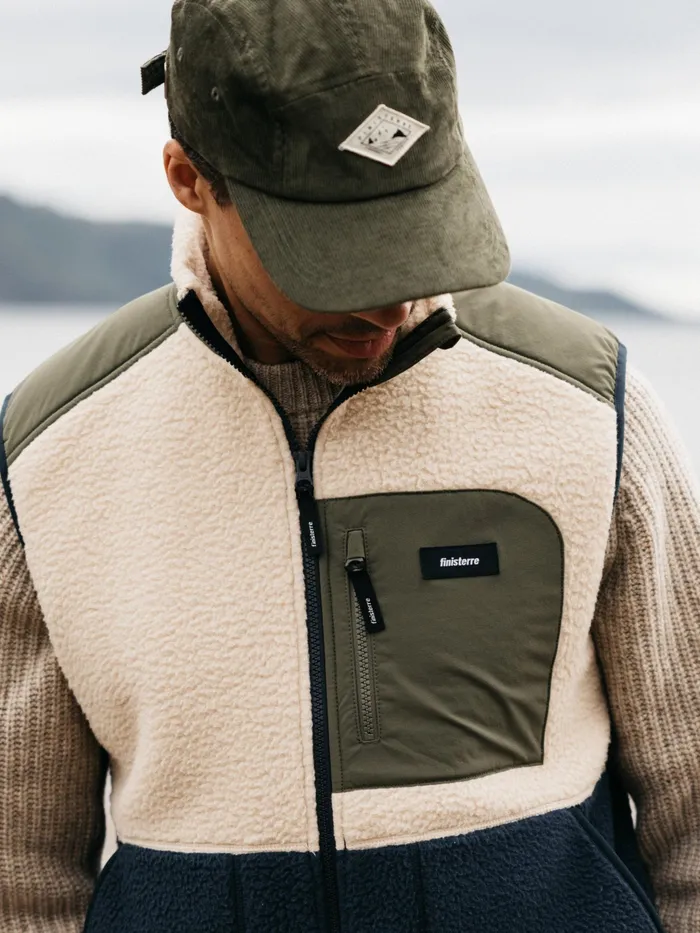 Finisterre Fleece Men Bolster Fleece Vest Oatmealnavy