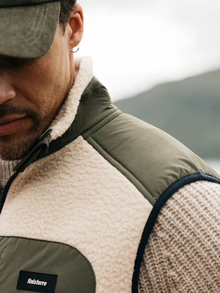 Finisterre Fleece Men Bolster Fleece Vest Oatmealnavy