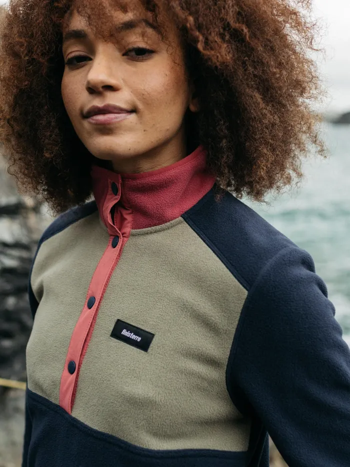 Finisterre Fleece Women Axiom 14 Snap Fleece Navyrougewillow Green