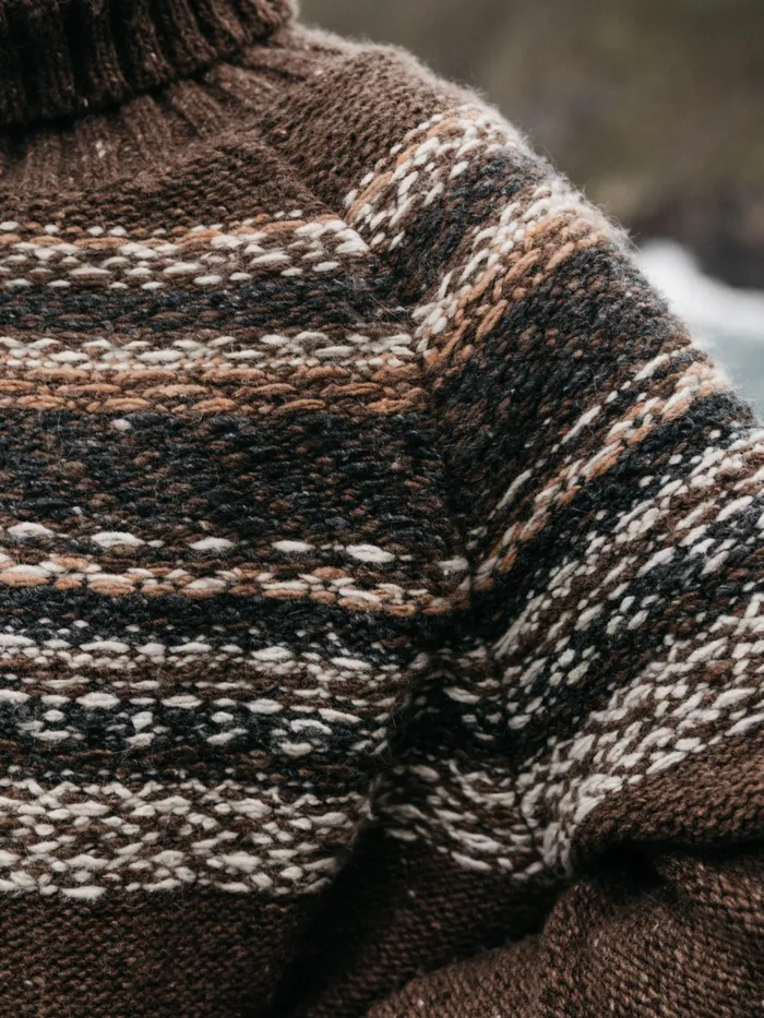 Finisterre Knitwear Women Rocall Fair Isle Roll Neck Sweater Chocolate Multi