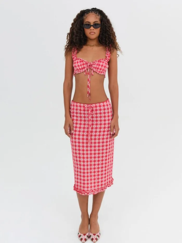 For Love and Lemons Bottoms Margot Midi Skirt Red 8211 Women