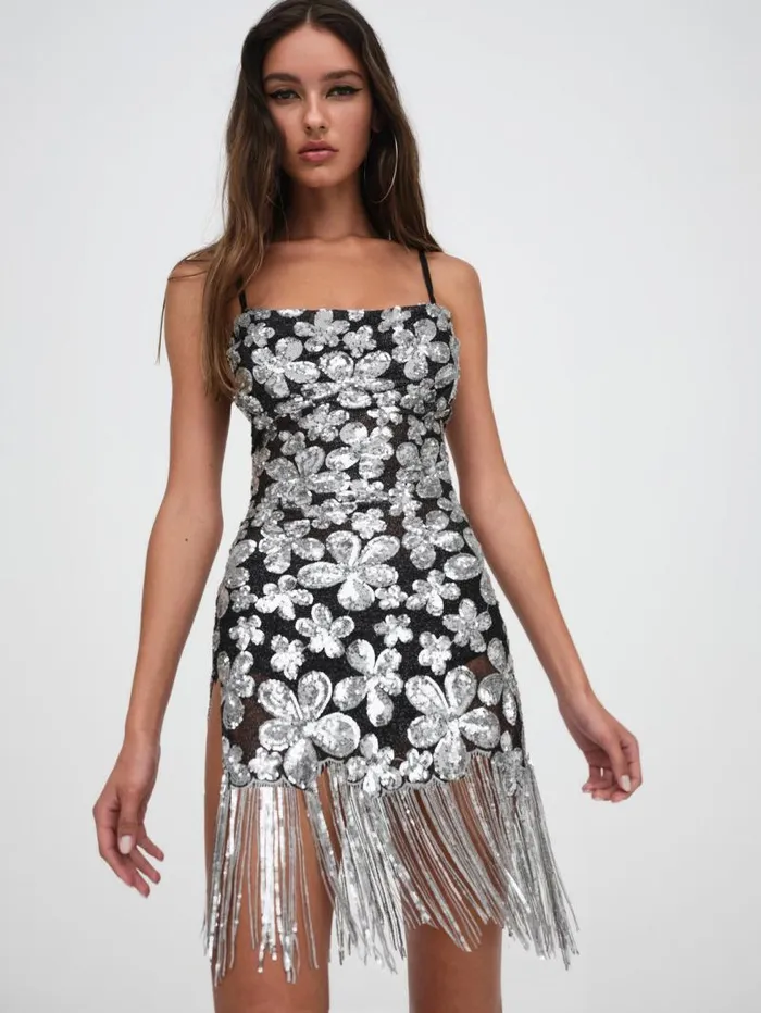For Love and Lemons Dresses Colette Mini Dress Silver 8211 Women