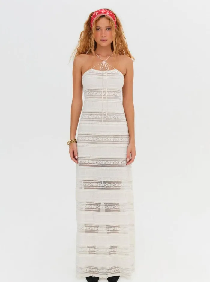 For Love and Lemons Dresses Delianna Lace Maxi Dress Ivory 8211 Women