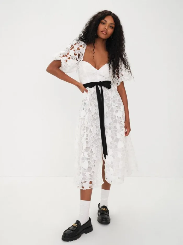For Love and Lemons Dresses Marlene Midi Dress White 8211 Women