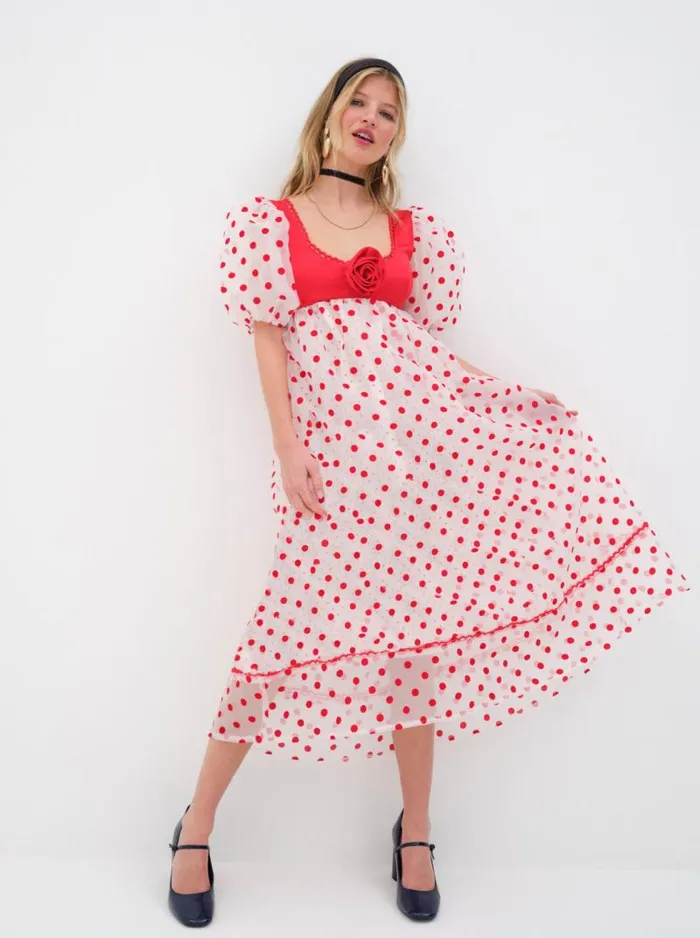 For Love and Lemons Dresses Rhoda Midi Dress Red 8211 Women For Love and Lemons Dresses Rhoda Midi Dress Red 8211 Women