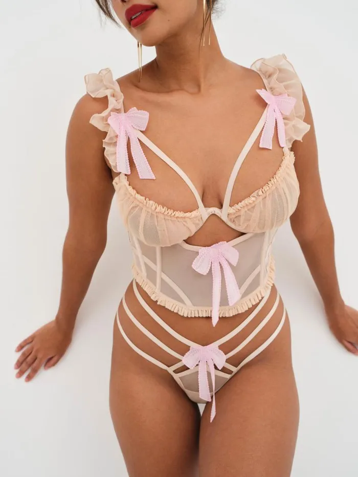For Love and Lemons Lingerie Akeria Thong Panty Pink 8211 Women For Love and Lemons Lingerie Akeria Thong Panty Pink 8211 Women