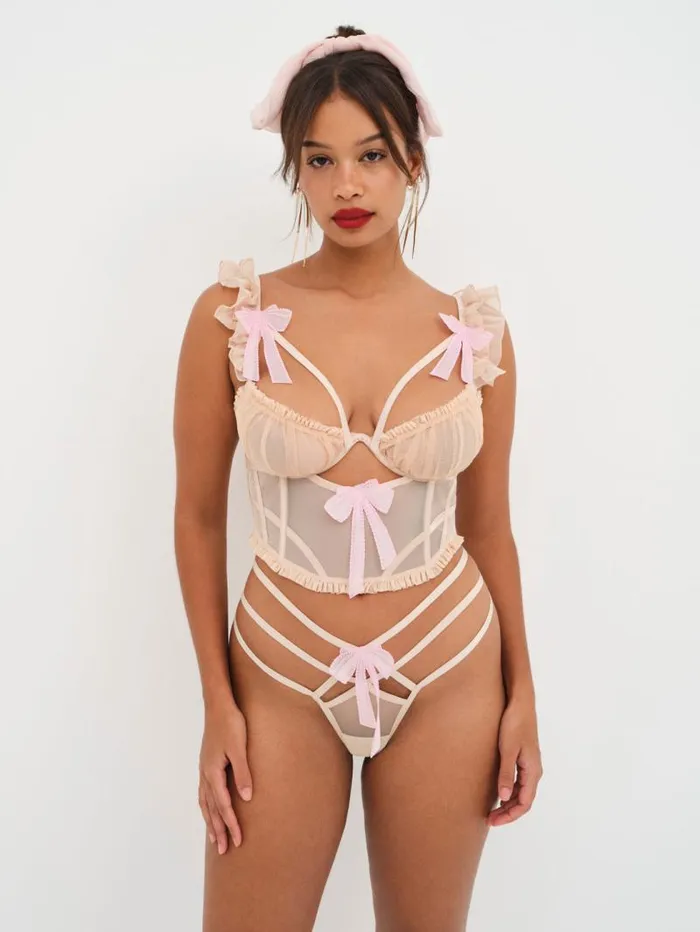 For Love and Lemons Lingerie Akeria Thong Panty Pink 8211 Women For Love and Lemons Lingerie Akeria Thong Panty Pink 8211 Women