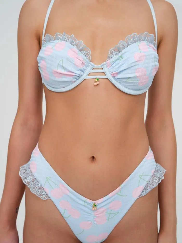 For Love and Lemons Swim Graceanne Ruffle Bikini Bottom Blue 8211 Women