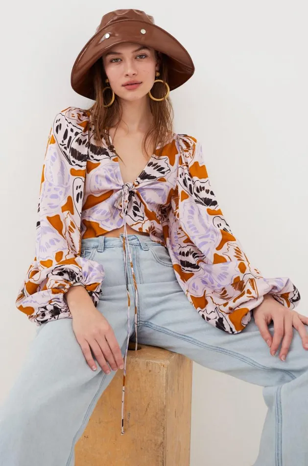 For Love and Lemons Tops Esmeralda Crop Top Orange 8211 Women