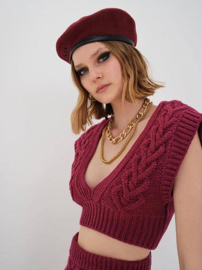 For Love and Lemons Tops Layton Cropped Vest Red 8211 Women