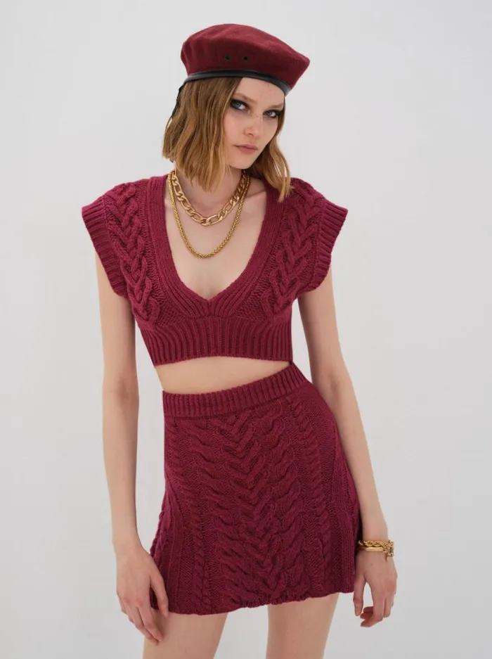 For Love and Lemons Tops Layton Cropped Vest Red 8211 Women For Love and Lemons Tops Layton Cropped Vest Red 8211 Women