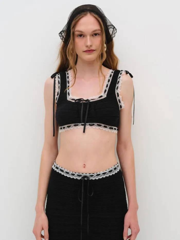 For Love and Lemons Tops Mayfair Crochet Crop Top Black 8211 Women For Love and Lemons Tops Mayfair Crochet Crop Top Black 8211 Women