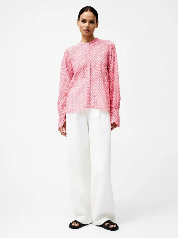 French Connection Abilene Fil Coupe Shirt Raspberry Pink Women Tops