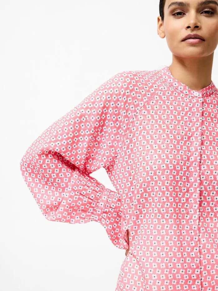 French Connection Abilene Fil Coupe Shirt Raspberry Pink Women Tops
