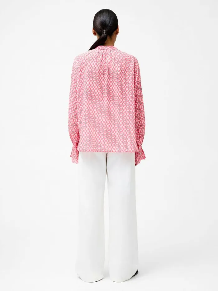 French Connection Abilene Fil Coupe Shirt Raspberry Pink Women Tops