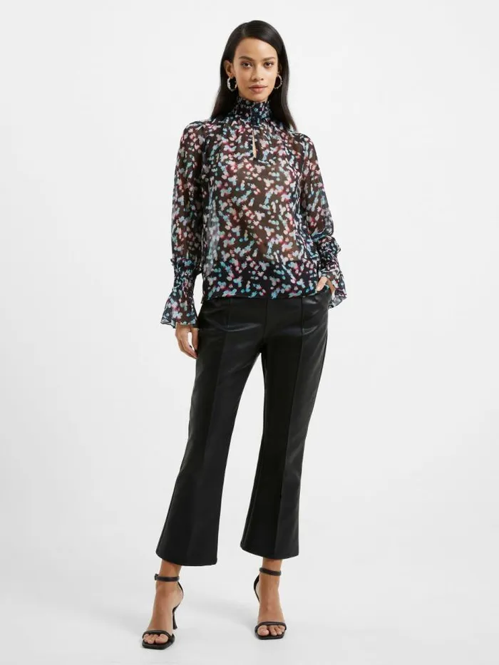 French Connection Anye Recycled Hallie High Neck Top Blackout Ice Green M Women Tops