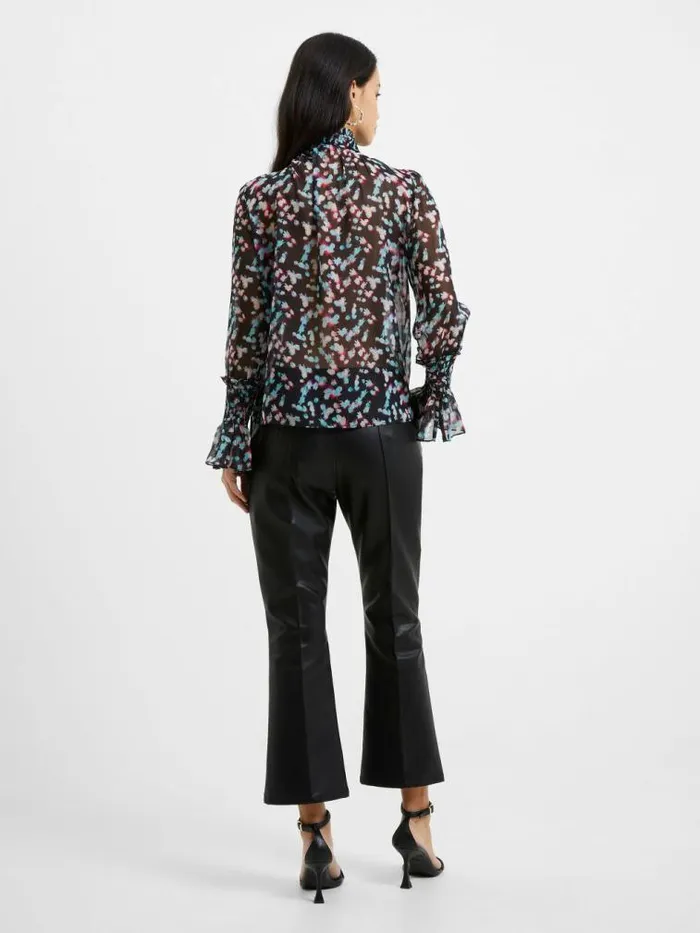 French Connection Anye Recycled Hallie High Neck Top Blackout Ice Green M Women Tops