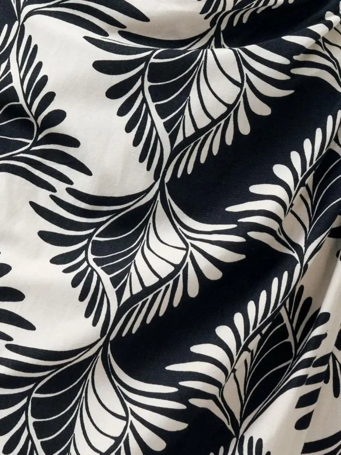 French Connection Ariette Linen Blend Crossover Midi Dress Blackcream Women Dresses
