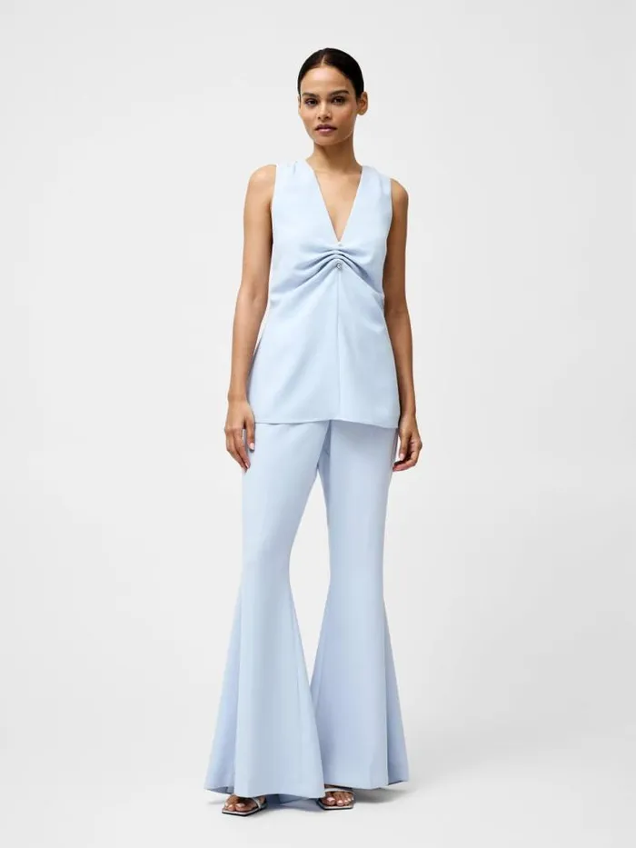French Connection Arlette Sleeveless V Neck Top Powder Blue Women Tops