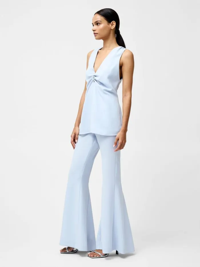 French Connection Arlette Sleeveless V Neck Top Powder Blue Women Tops