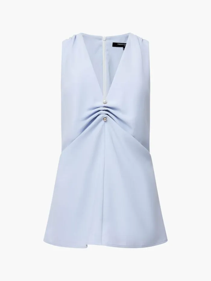 French Connection Arlette Sleeveless V Neck Top Powder Blue Women Tops