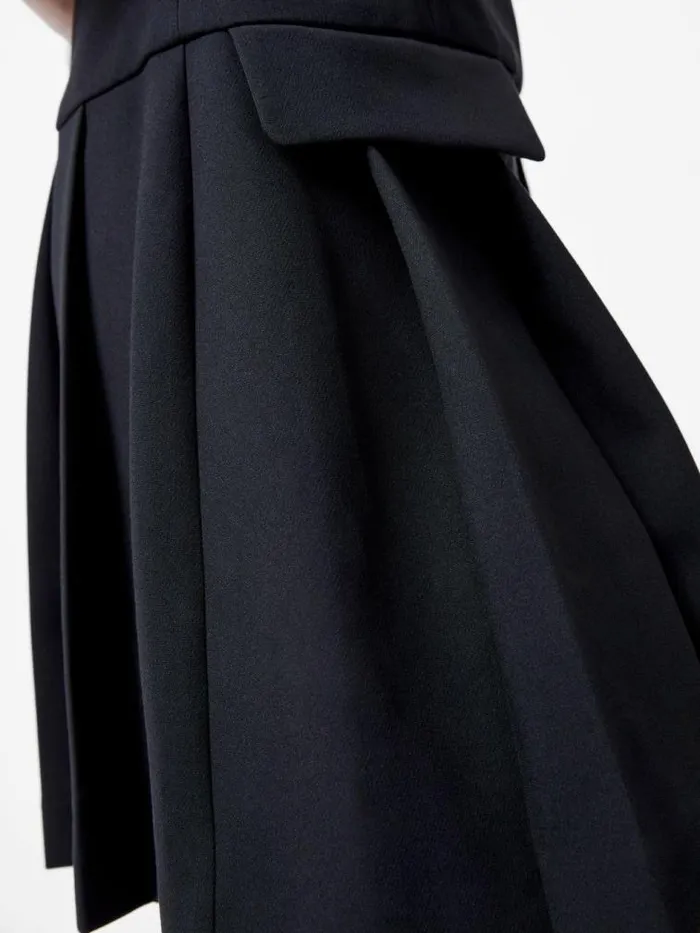 French Connection Azra Twill Pleated Mini Dress Black Women Dresses