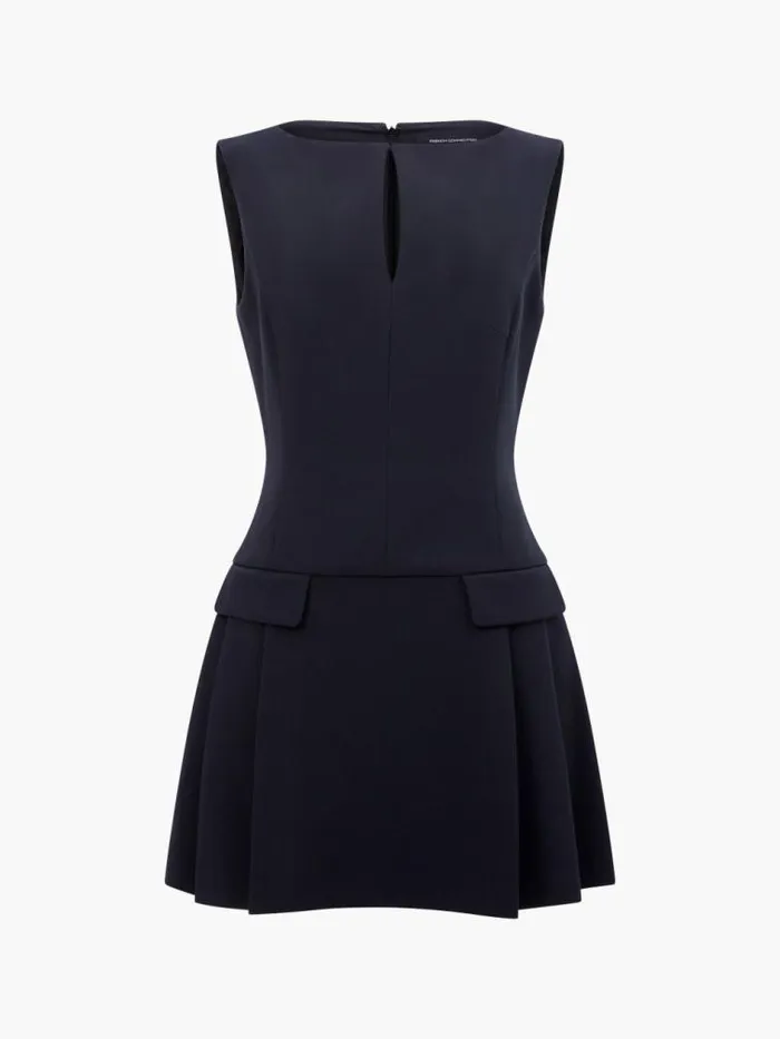 French Connection Azra Twill Pleated Mini Dress Black Women Dresses