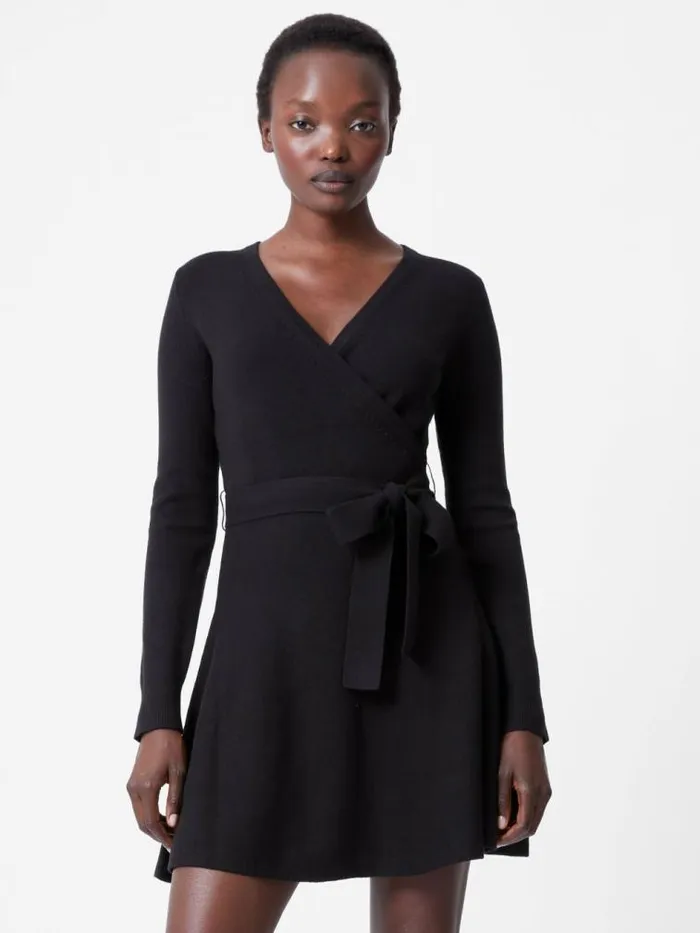 French Connection Babysoft Wrap Mini Dress Black Women Dresses