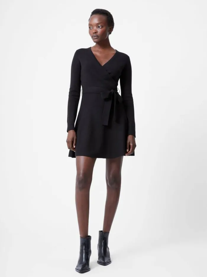 French Connection Babysoft Wrap Mini Dress Black Women Dresses