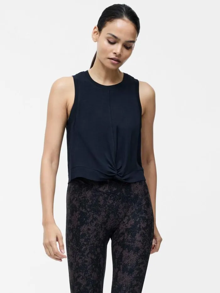 French Connection Black Jersey Knot Vest Top Black Women Tops