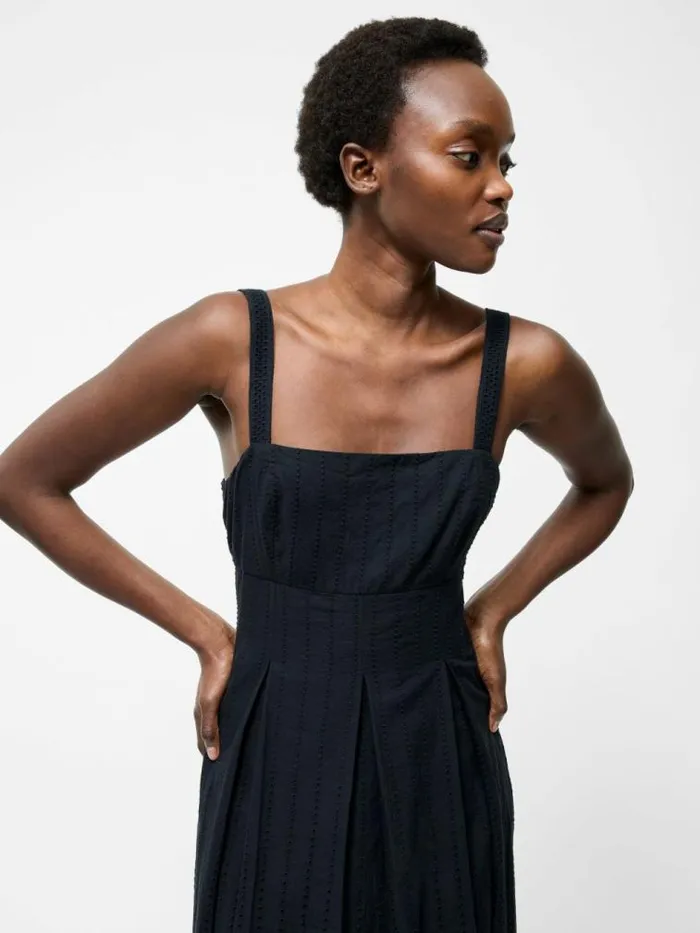 French Connection Broderie Strap Dress Black Women Dresses