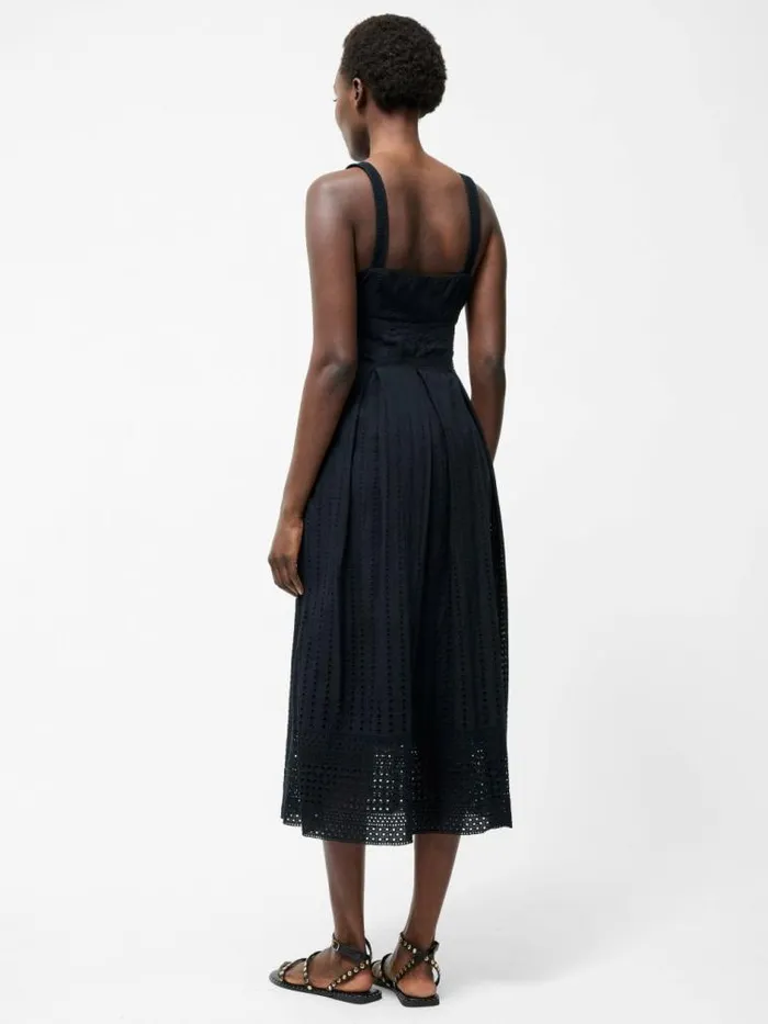 French Connection Broderie Strap Dress Black Women Dresses