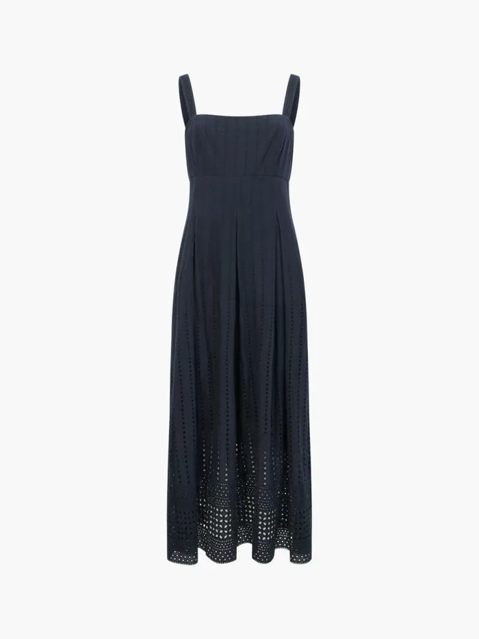 French Connection Broderie Strap Dress Black Women Dresses