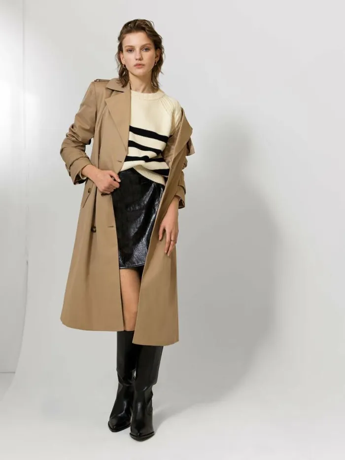 French Connection Coco Twill Trench Coat Autumn Camel Women Coats and Jackets French Connection Coco Twill Trench Coat Autumn Camel Women Coats and Jackets