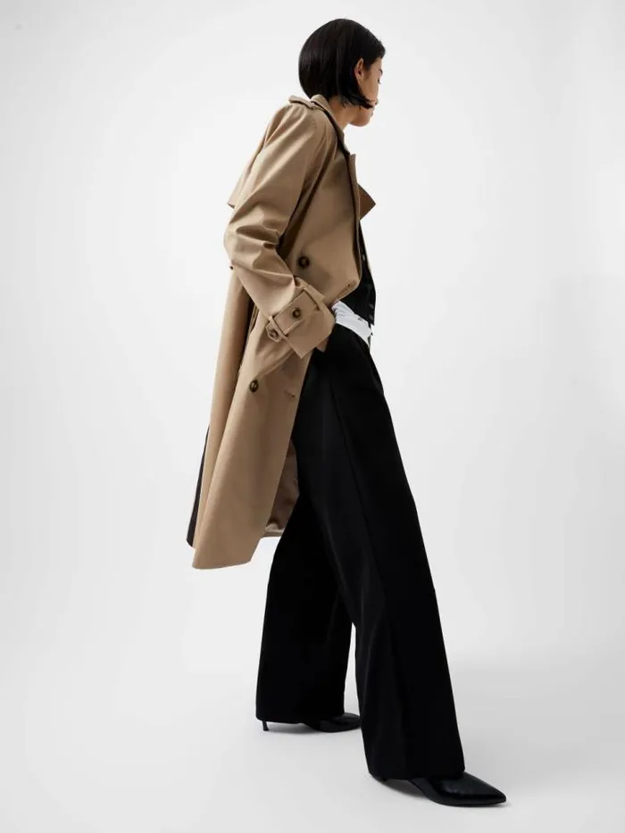 French Connection Coco Twill Trench Coat Autumn Camel Women Coats and Jackets