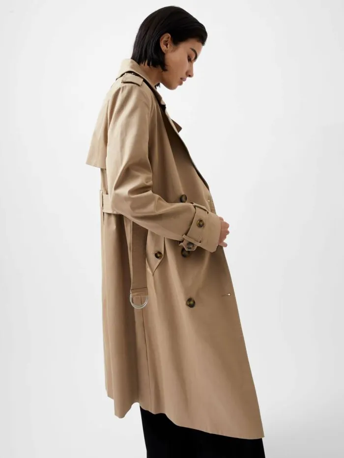 French Connection Coco Twill Trench Coat Autumn Camel Women Coats and Jackets