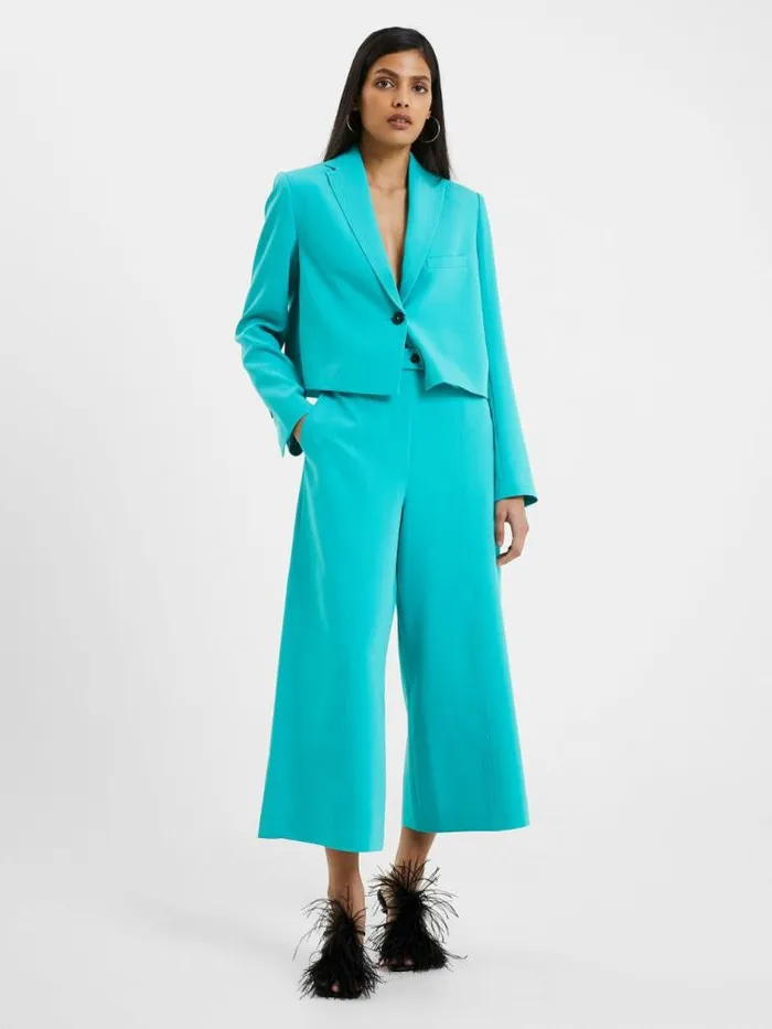 French Connection Echo Crepe Culotte Trousers Jaded Teal Women Trousers