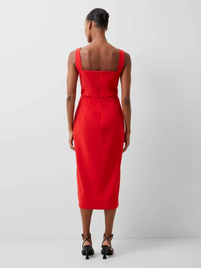 French Connection Echo Crepe Keyhole Midi Dress True Red Women Dresses